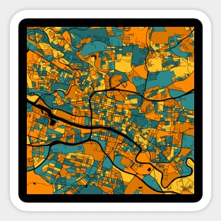 Glasgow Map Pattern in Orange & Teal Sticker